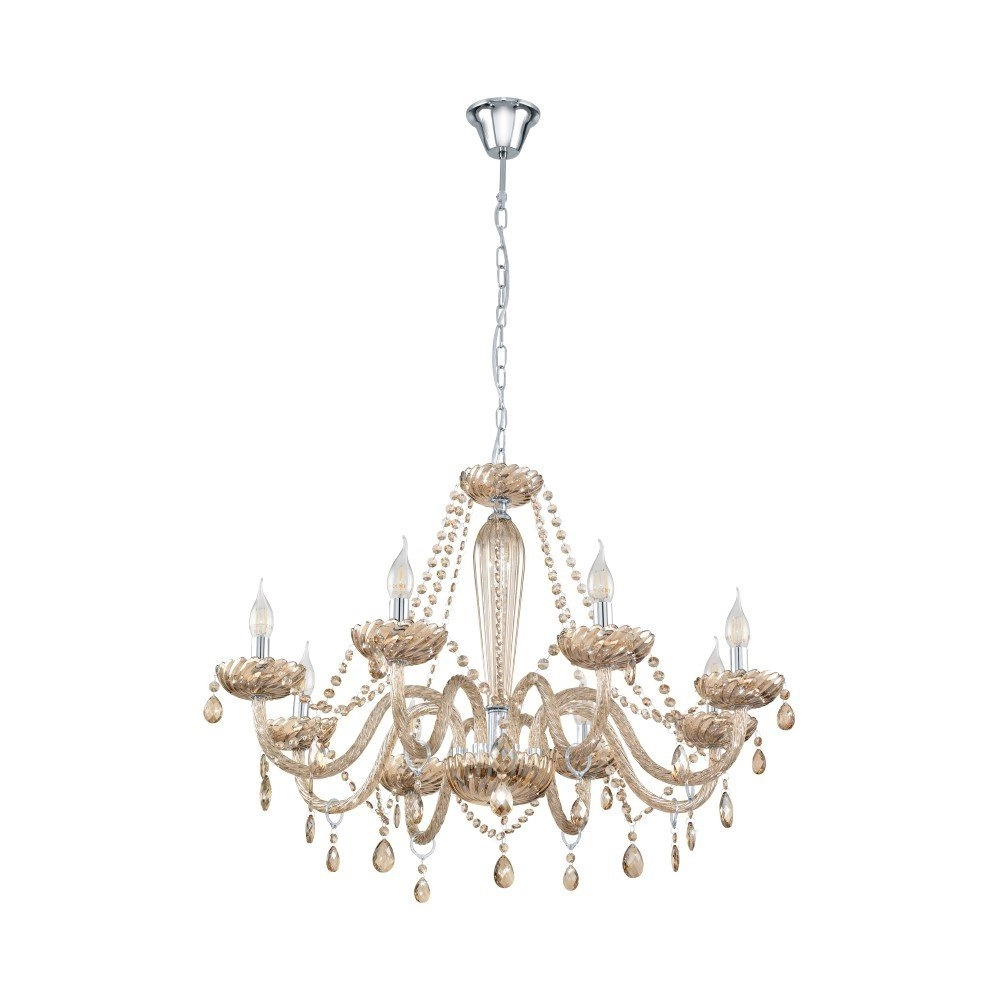 Cognac kroonluchter Basilano 8-lichts 82cm Cognac kroonluchter Basilano 8-lichts 82cm