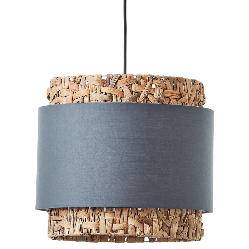 Hanglamp Waterlilly rotan met grijze stof Hanglamp Waterlilly rotan met grijze stof