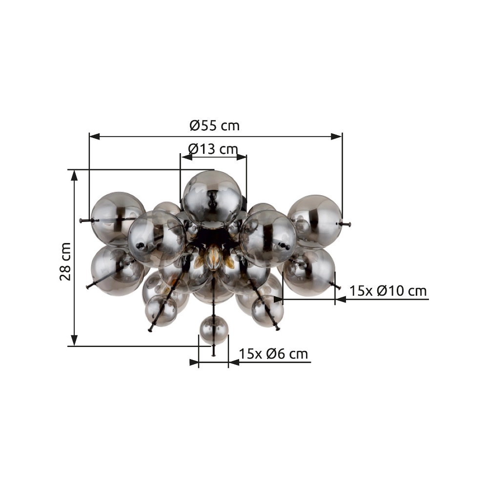 Unieke plafondlamp Udo smoke glas Globo 9007371449637