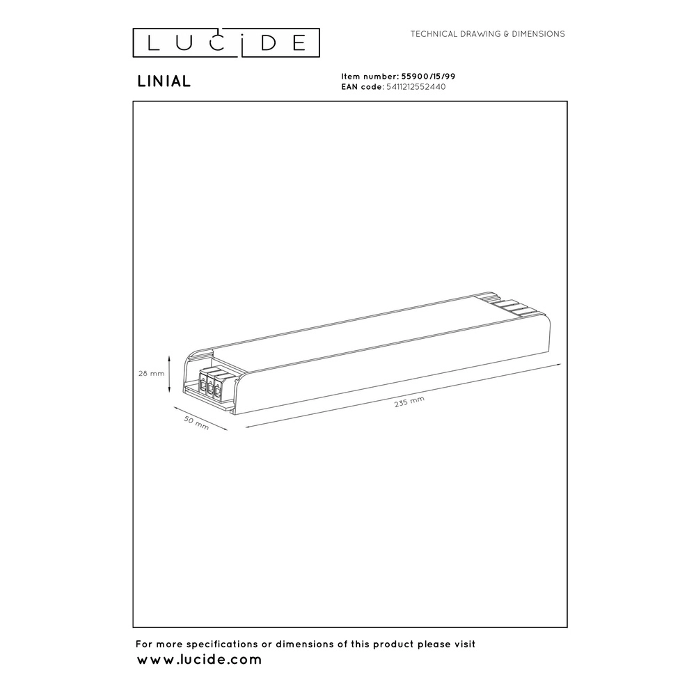 Inbouwdriver 1-fase Linial grijs Premium by Lucide 5411212552440