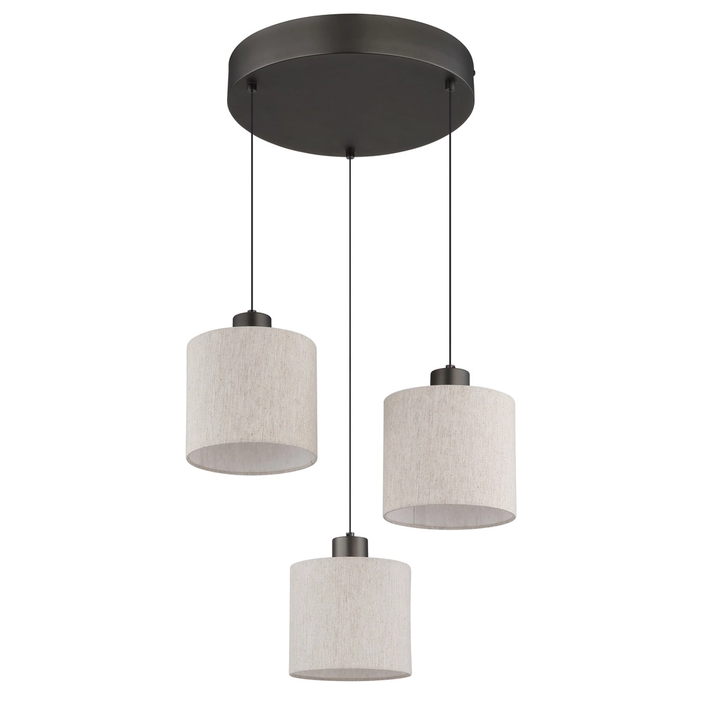 Gunmetal hanglamp Thea 3-lichts rond Globo 9007371586042