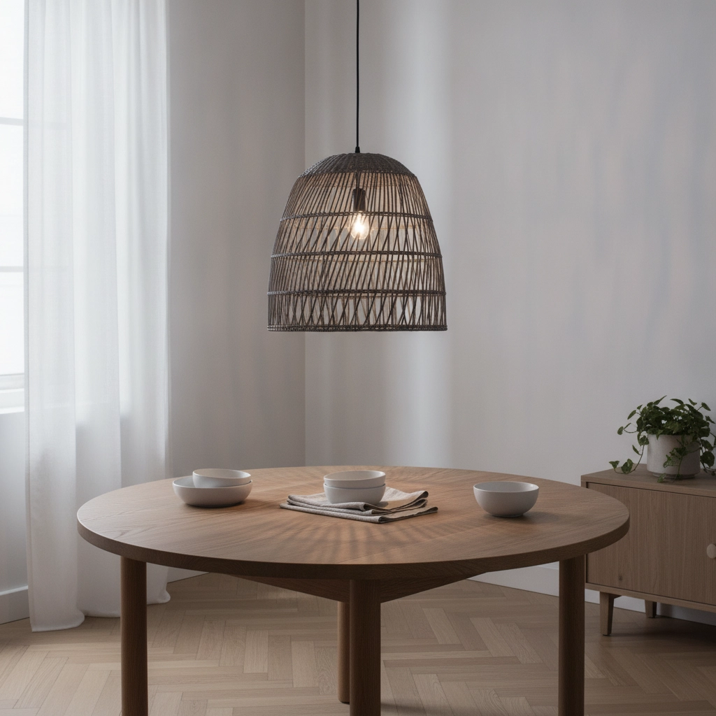 Grijze hanglamp Destin rotan Ø 46,5cm