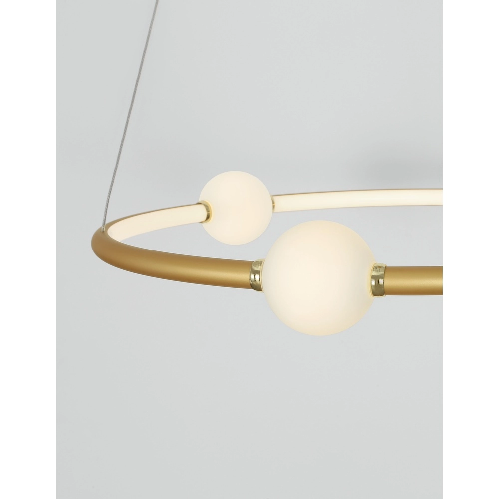 Hanglamp Celia goud met wit rond horizontaal Lyora 5212017429322