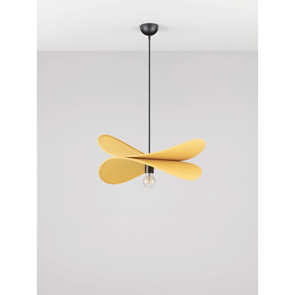 Moderne hanglamp Luve zwart met geel Lyora 5212017493705