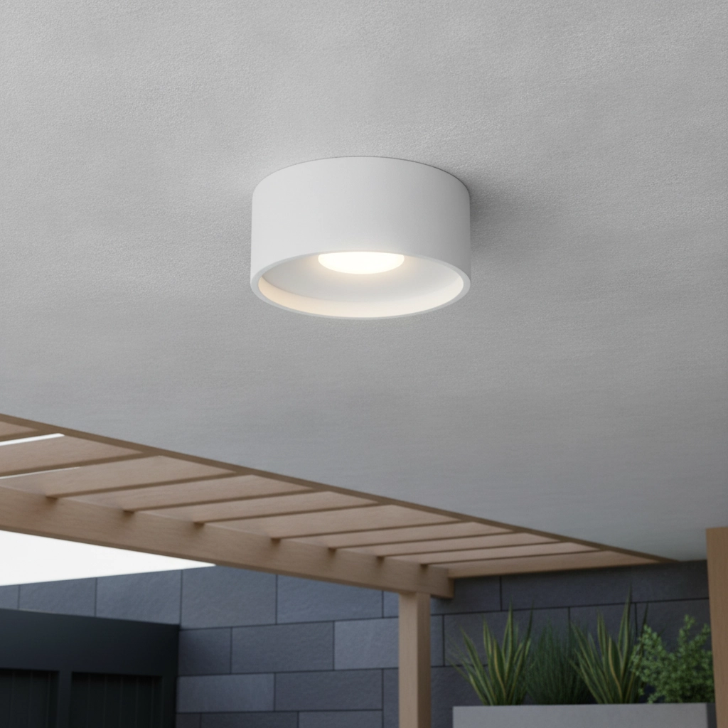 Strakke plafondlamp Oran Ø 12cm wit