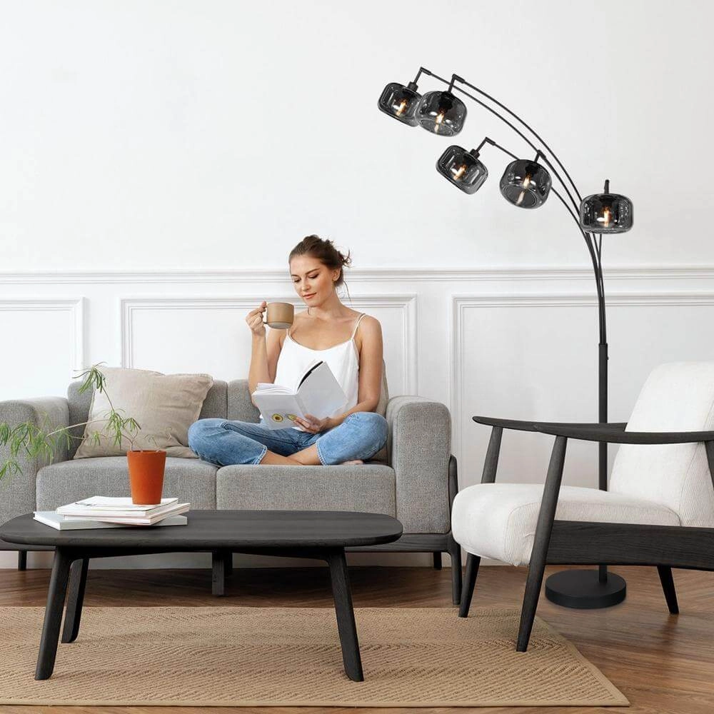 Zwarte vloerlamp Tenebris 5-lichts Steinhauer 8712746178166