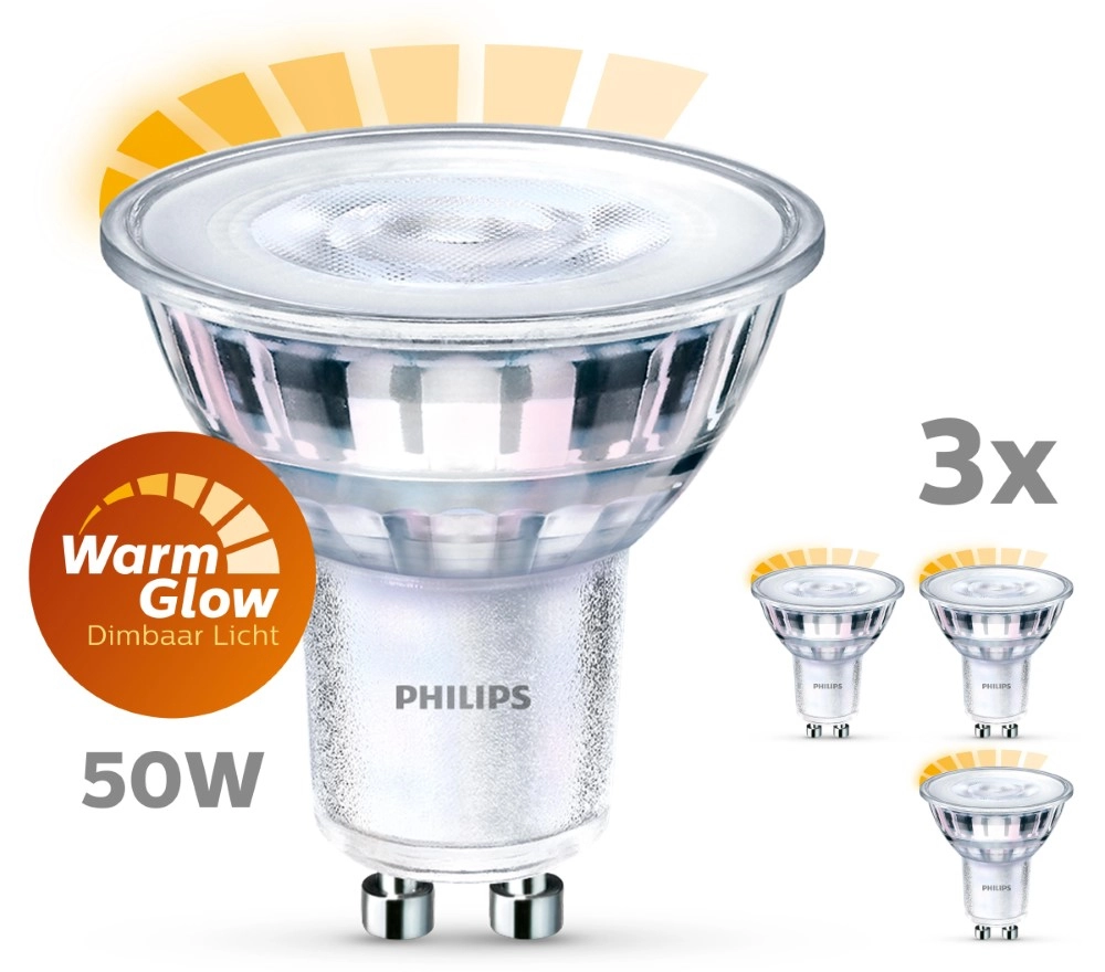 3,8W - GU10 - 2200-2700K - 345 lumen set van 3 Philips 8718699776459