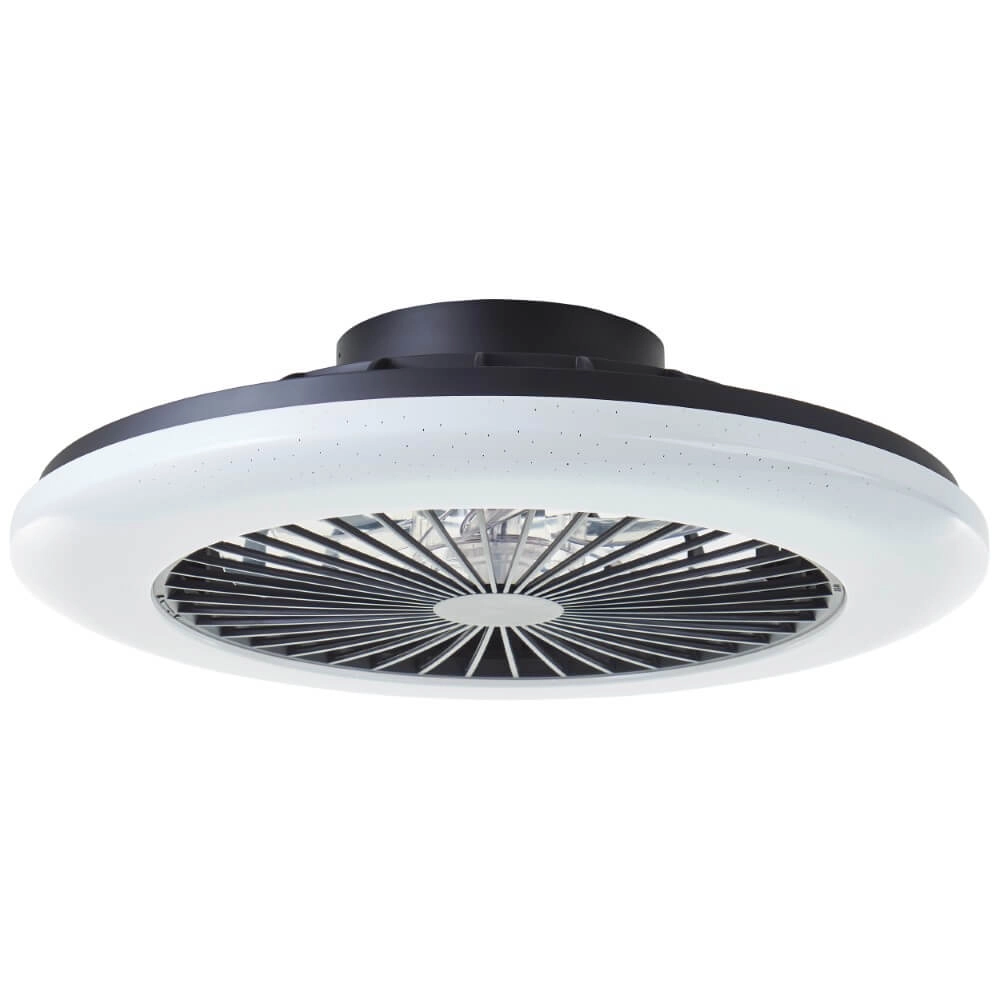 Zwarte ventilator Salerno met RGB functie Brilliant 4004353435881