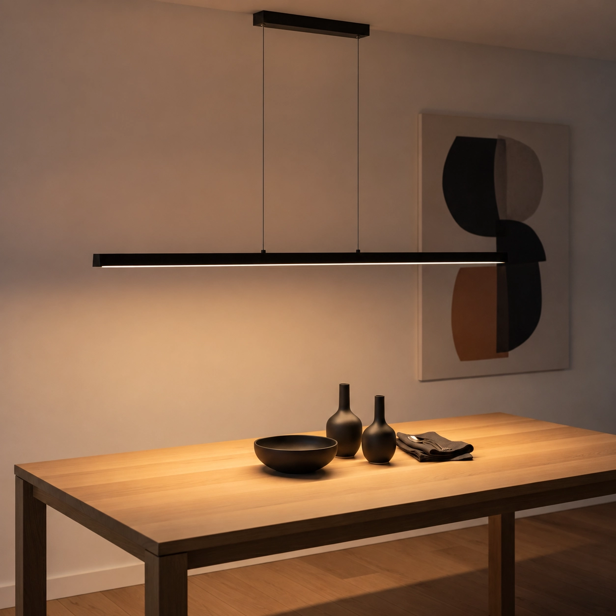 Strakke hanglamp Kondora 2 S zwart 118,5cm