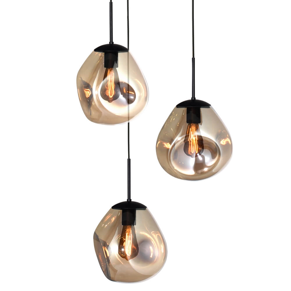 Pendel hanglamp Lava 3x goud glas Ø 24cm Masterlight 8718121286440