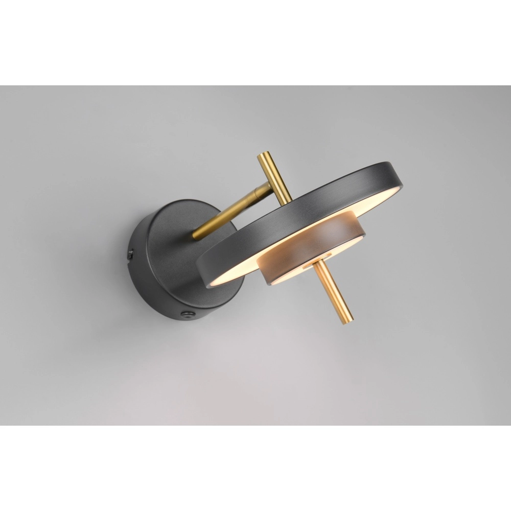 Moderne wandlamp Keaton zwart met goud Trio 4017807655742