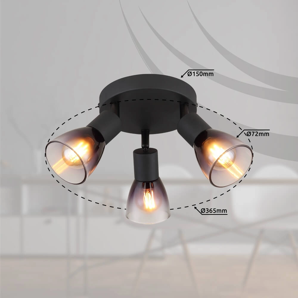 Zwarte plafondlamp Satella 3-lichts Globo 9007371452927