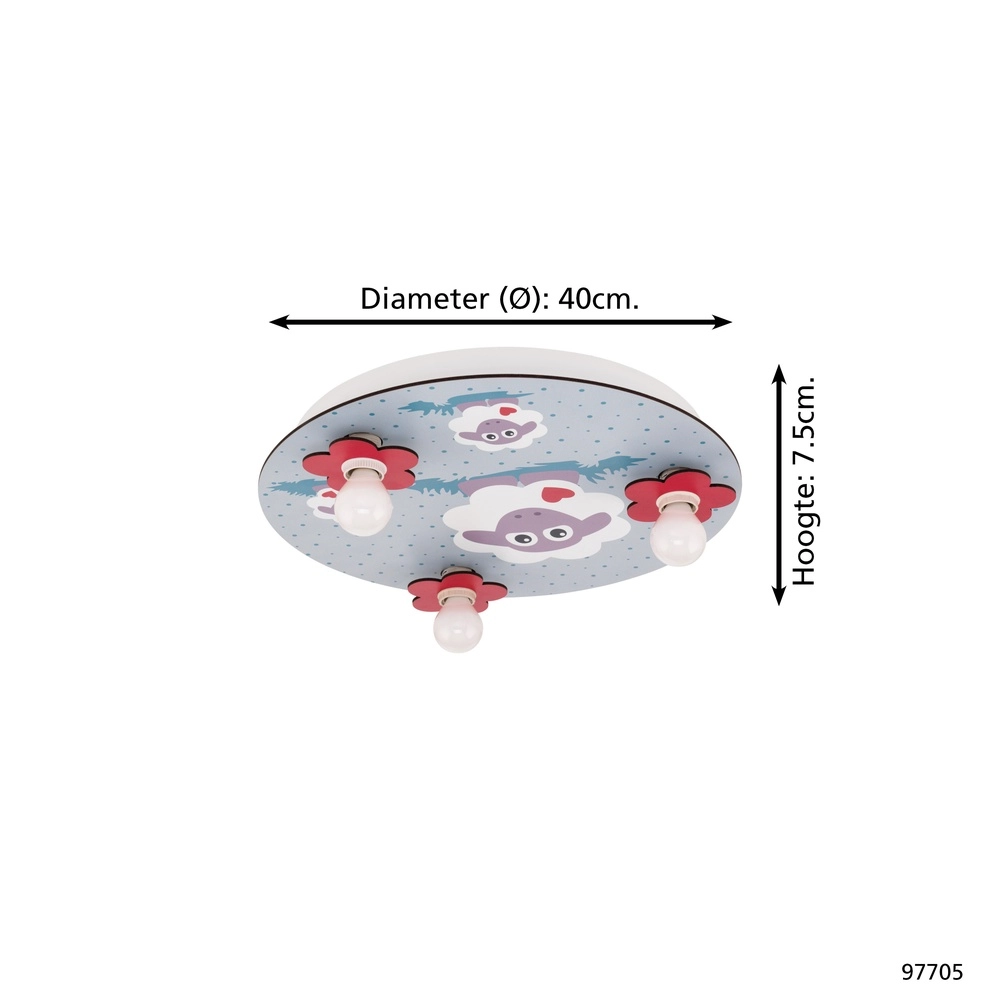 Kinderkamer plafondlamp Lalelu wit met schaapjes Eglo 9002759977054