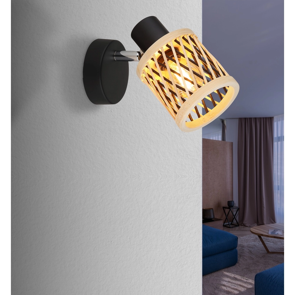 Wandlamp Mali zwart met kapje Globo 9007371528714