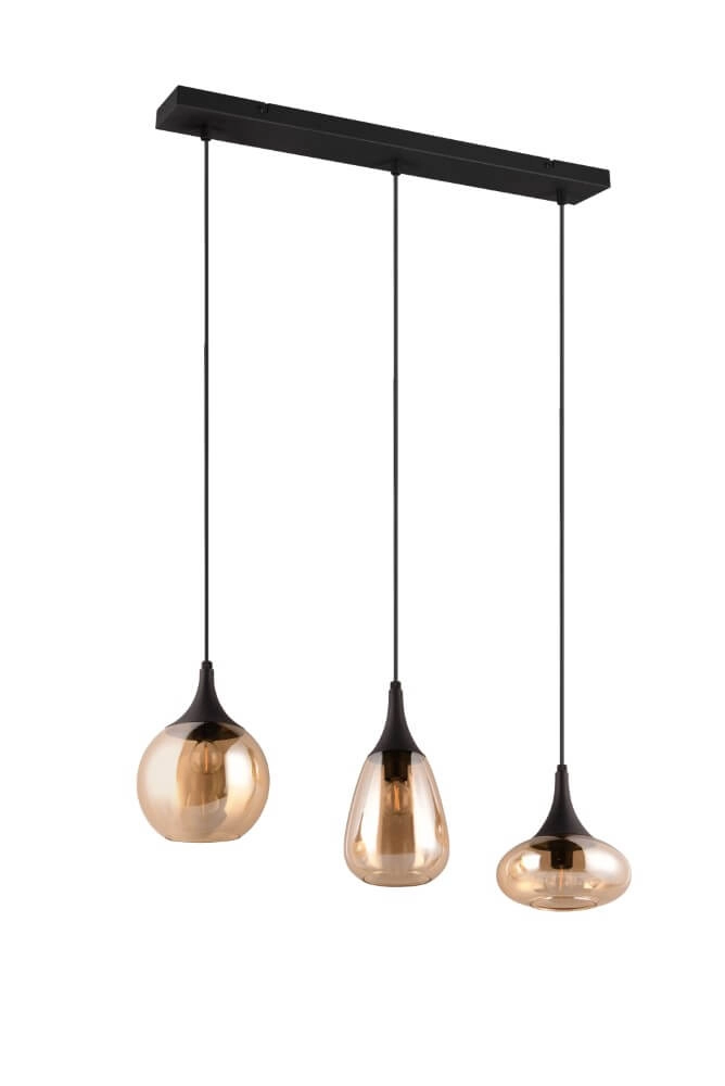 3-lichts hanglamp Lumina met amber glas Trio 4017807597080