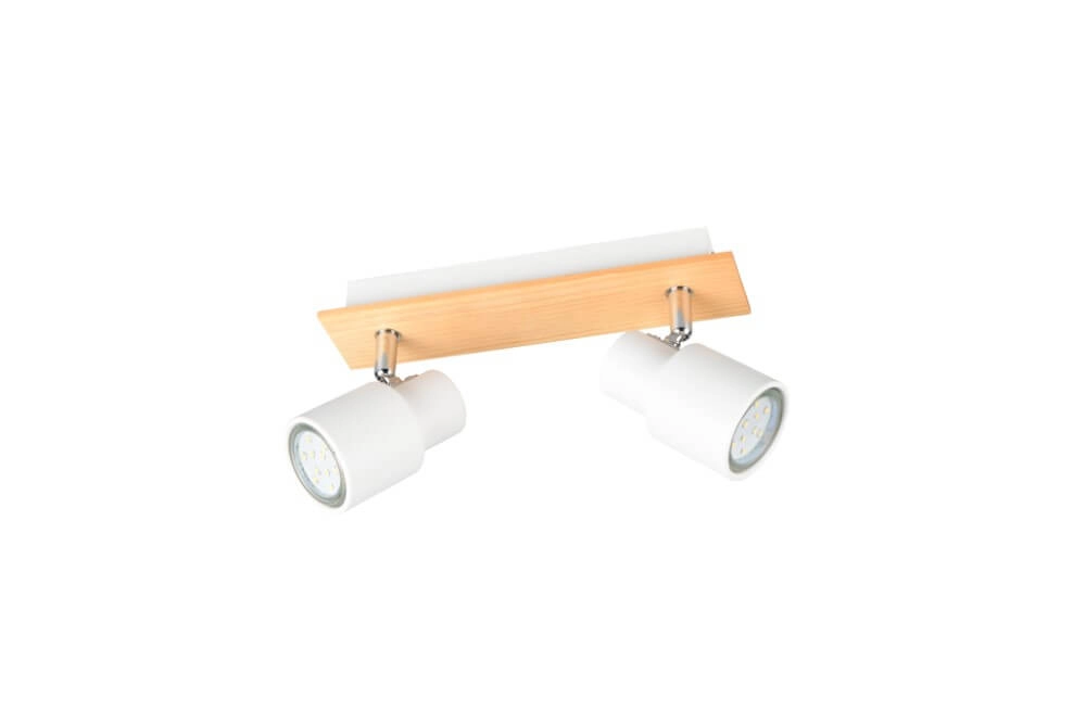 2-lichts plafondlamp Pierre wit met hout Trio 4017807638165