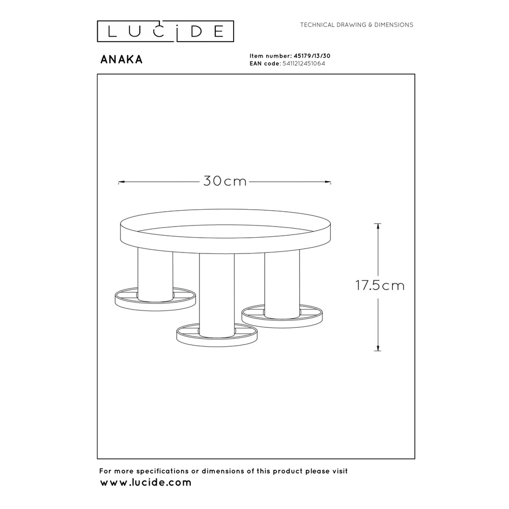 Design plafondlamp Anaka 3-lichts Ø 30cm Lucide 5411212451064