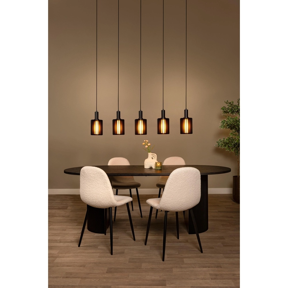 5-lichts hanglamp Lambres recht zwart Lucide 5411212452962