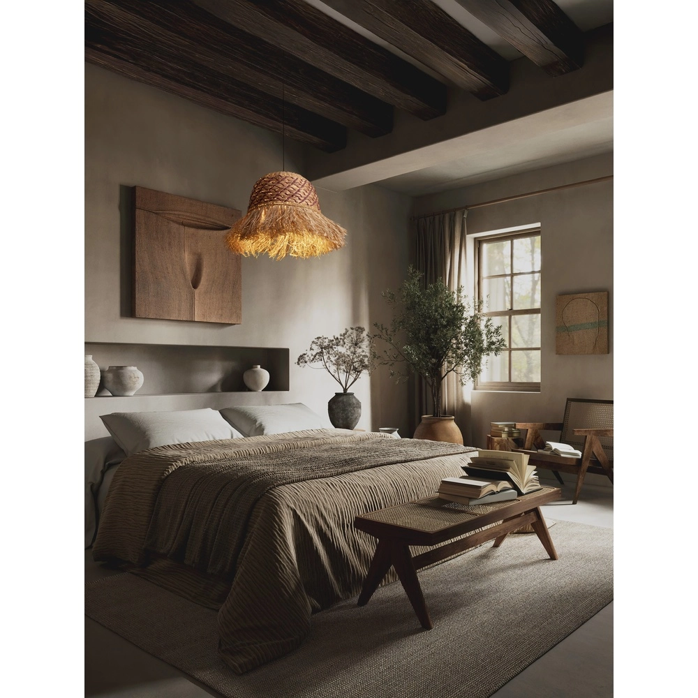 Stro lamp Sorello rood met bruin Lyora 5212017477408