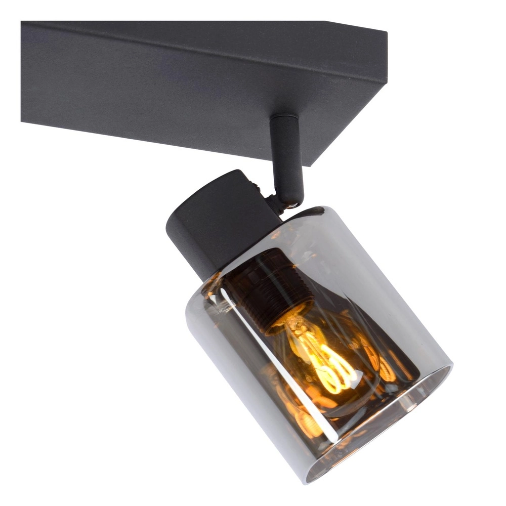 Plafondlamp Alion 2-lichts zwart met smoke glas Lucide 5411212176998