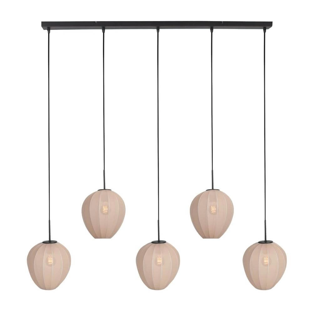 Hanglamp HaloSwap met 5 crème kappen Hanglamp HaloSwap met 5 crème kappen