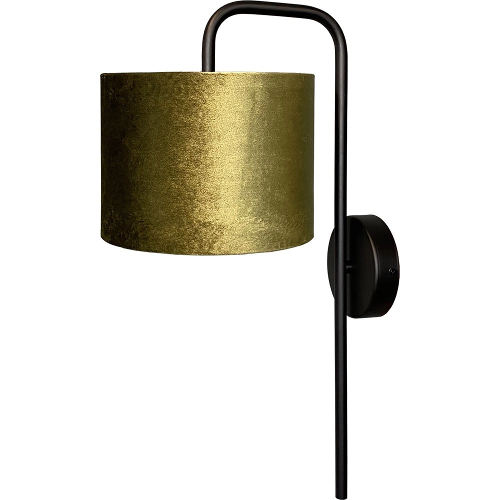 Zwarte wandlamp Venus met olijfgroene lampenkap Zwarte wandlamp Venus met olijfgroene lampenkap