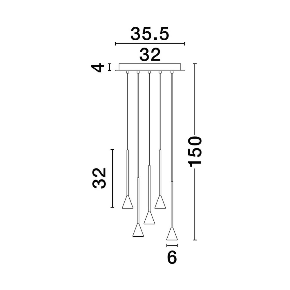Hanglamp Net rond 5-lichts zwart Lyora 5212017445322