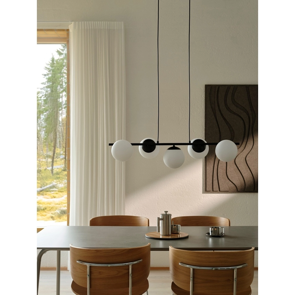 Scandinavische hanglamp Lilly zwart met wit Nordlux 5704924027284