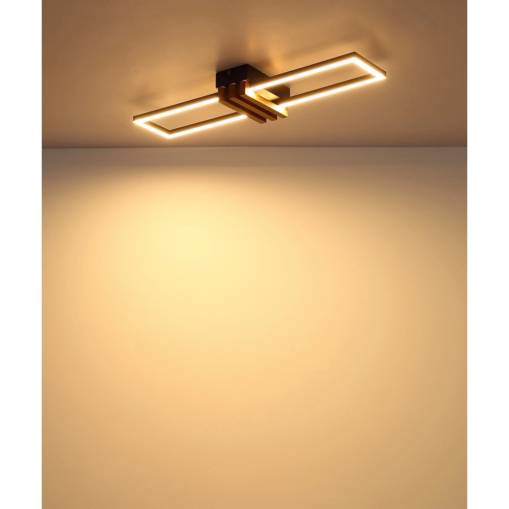 Moderne plafondlamp Dakari I zwart met hout 60cm Globo 9007371522781