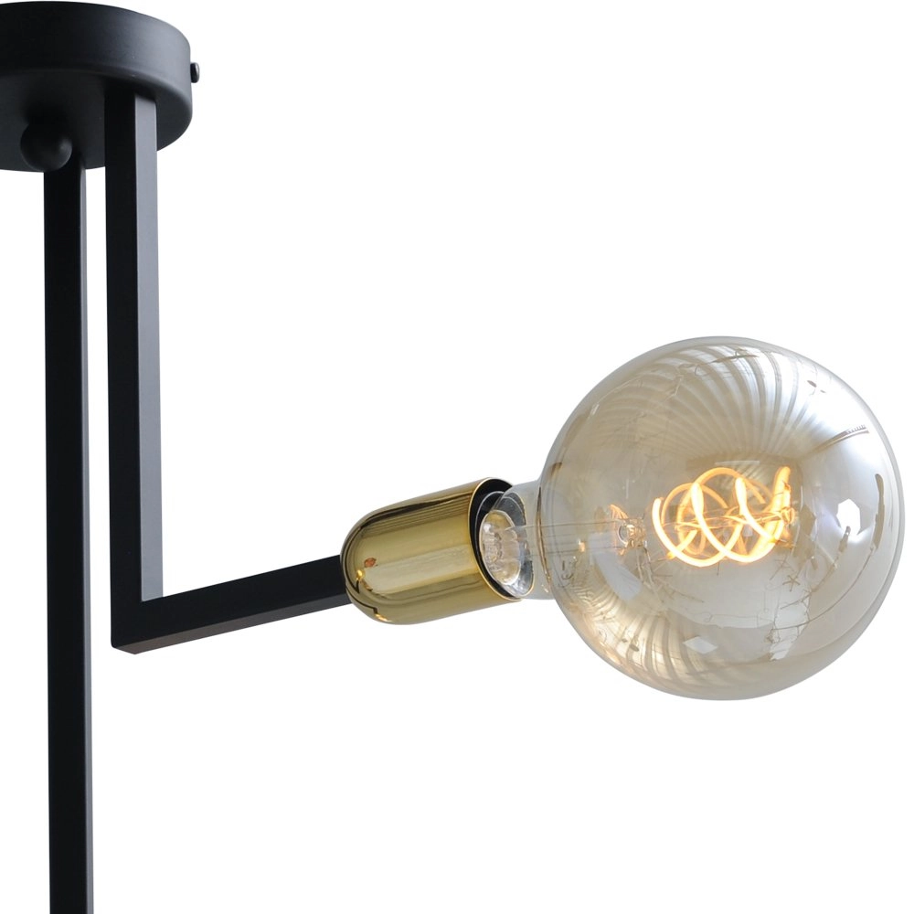 Zwarte plafondlamp Tube 3-lichts met gouden fittingen Masterlight 8718121188690