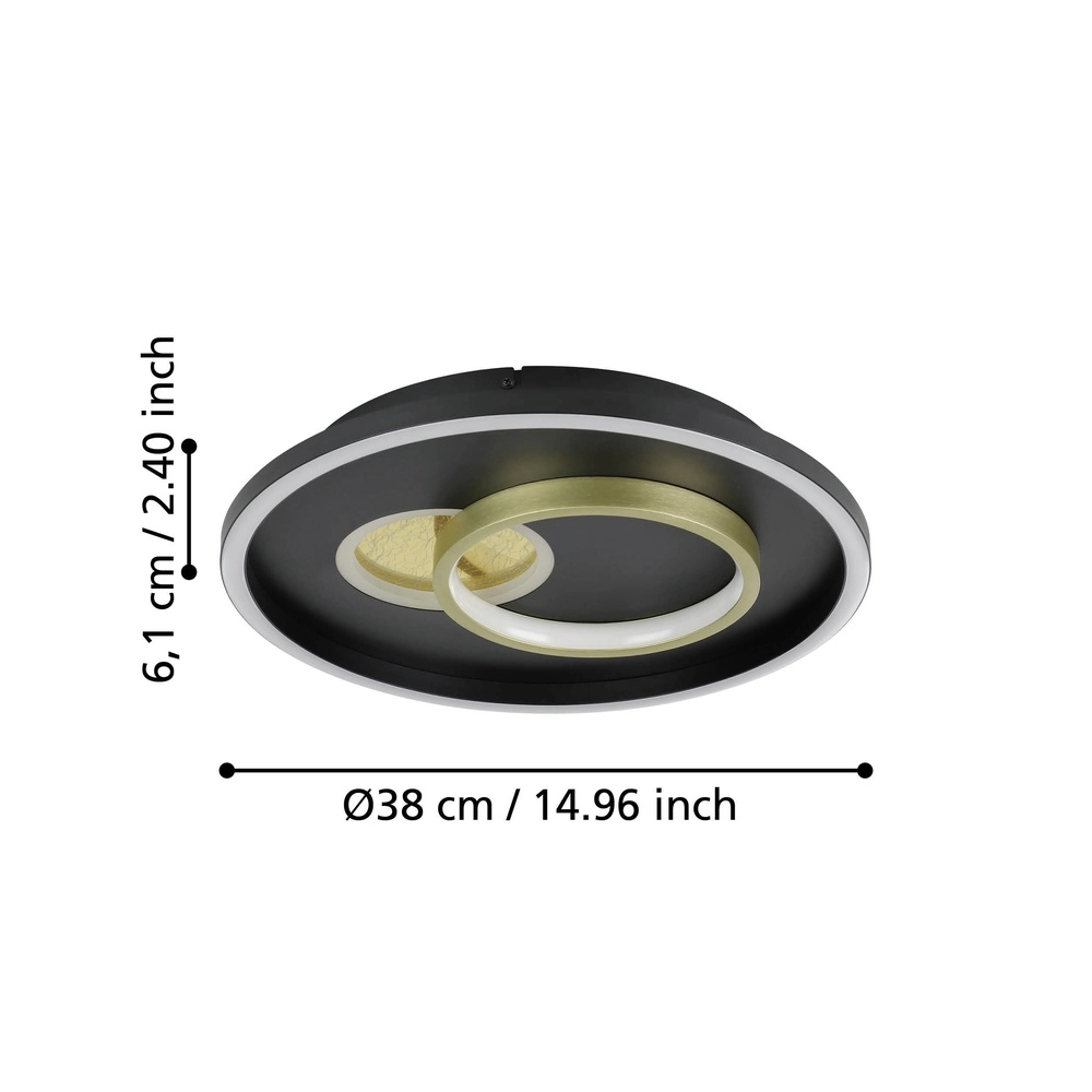 Design plafondlamp Tiriolo led - zwart met goud - Ø 38cm Eglo 9008606316359