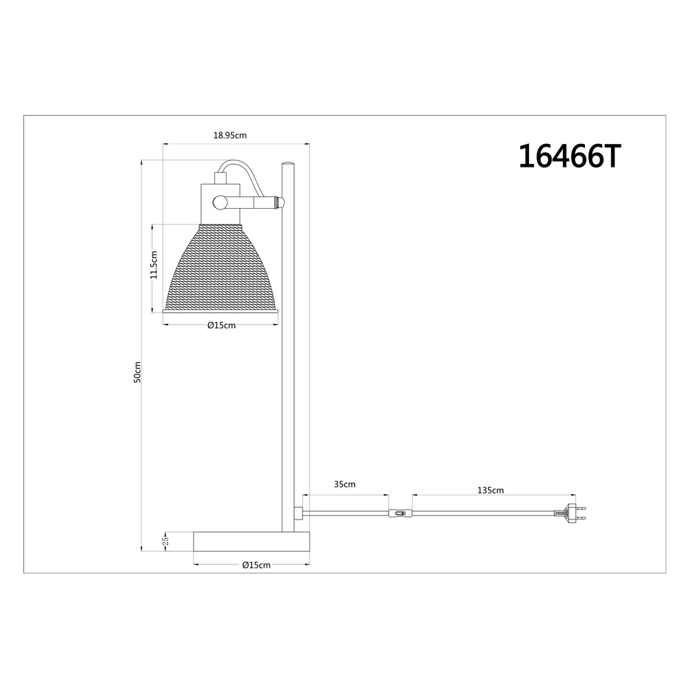 Bureaulamp Lyndon wit met rotan Globo 9007371592746