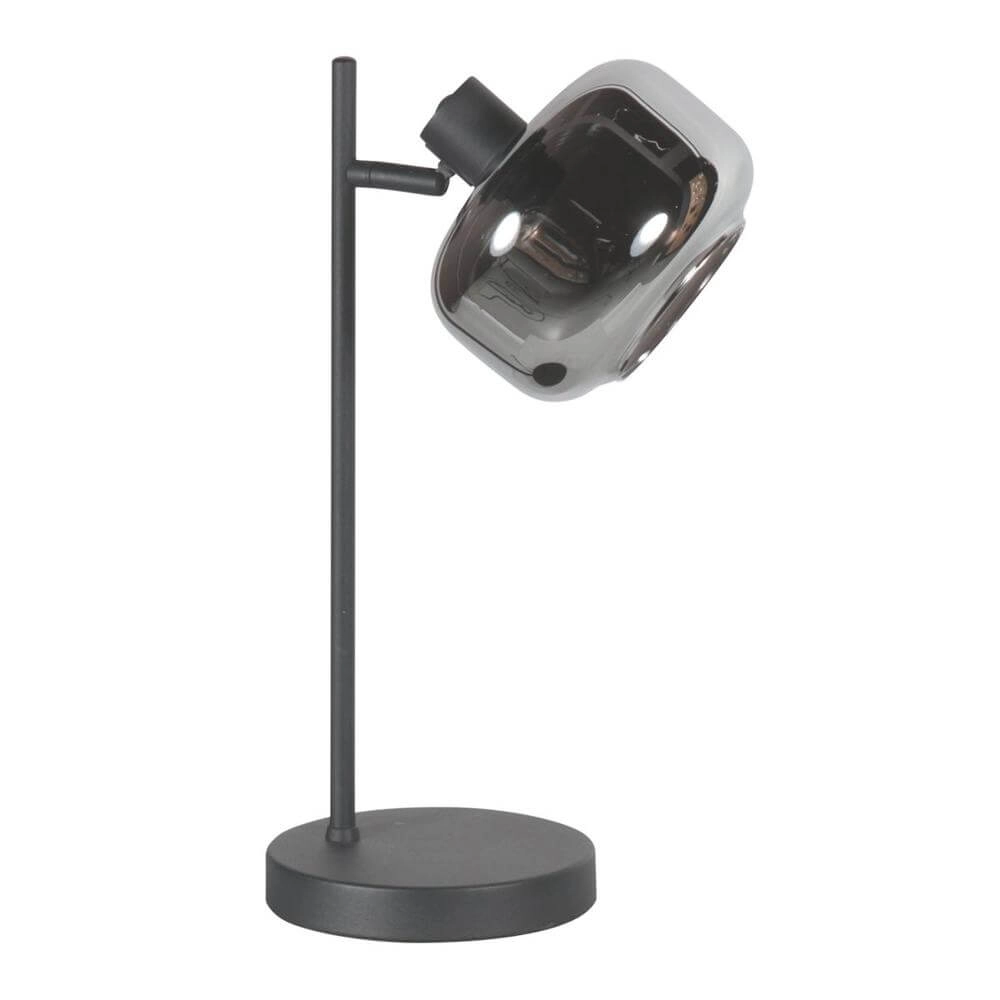 Zwarte tafellamp Tenebris met smoke glas Steinhauer 8712746178142