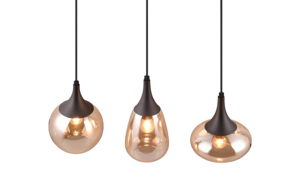3-lichts hanglamp Lumina met amber glas Trio 4017807597080
