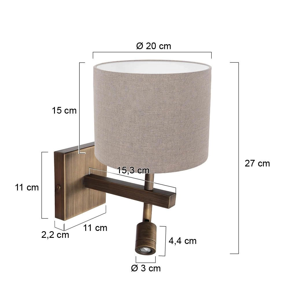 Wandlamp Stang met grijze kap Steinhauer 8712746189667