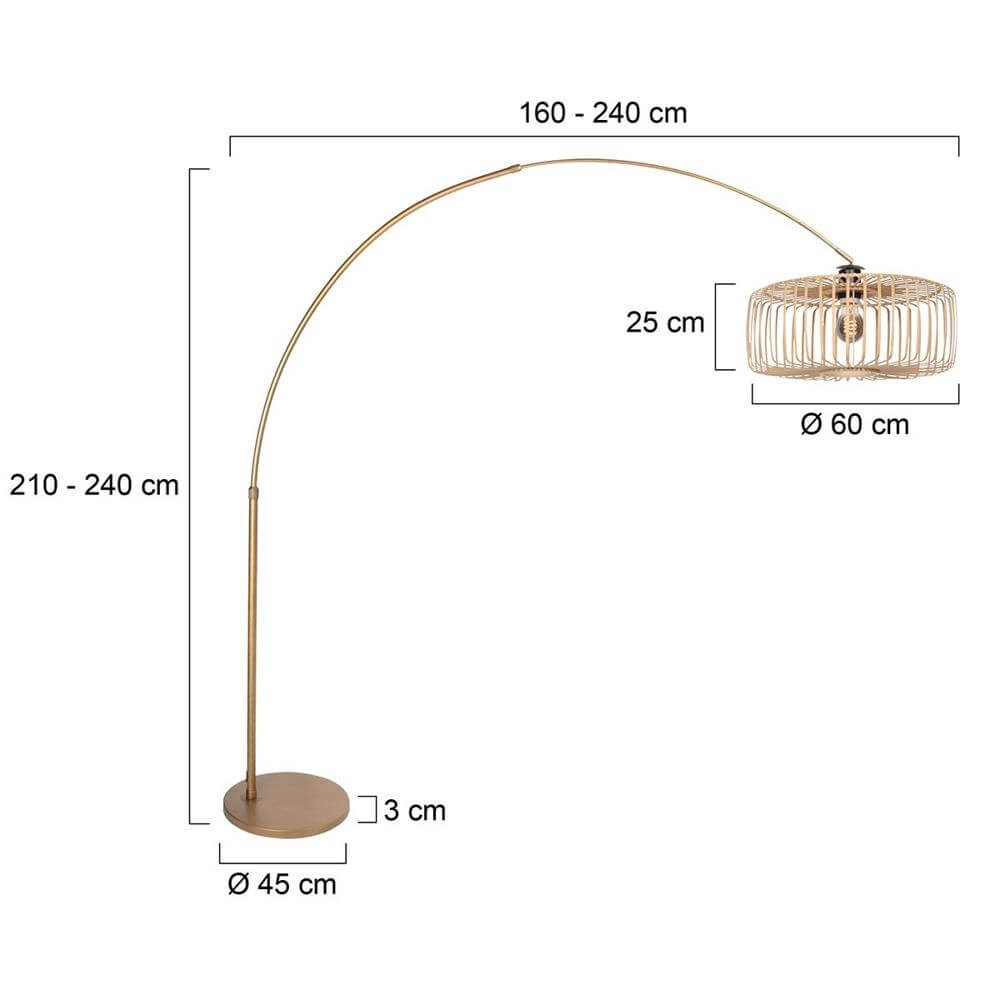 Booglamp Sparkled Light brons met bamboe kap spijl Ø 45cm Steinhauer 8712746179910