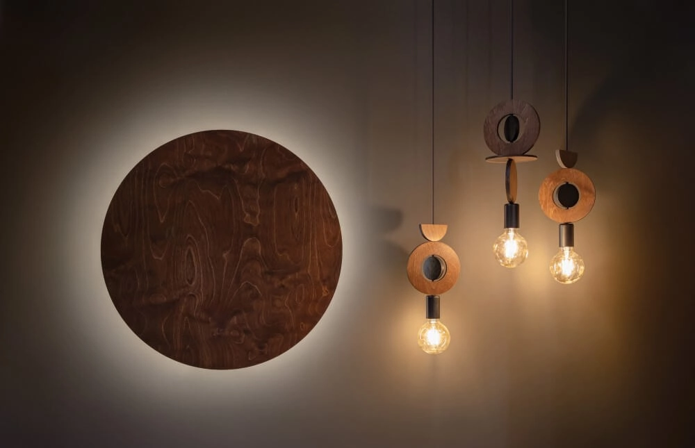 Design hanglamp Drops Wood D 1-lichts hout Lyora 5903139111768