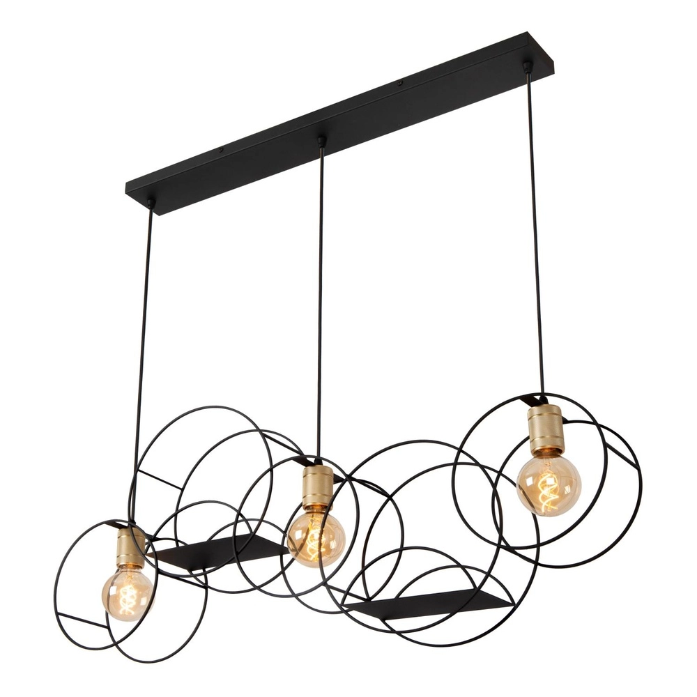 Unieke hanglamp Circle 3-lichts zwart Lucide 5411212211910