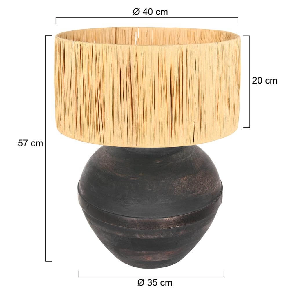 Tafellamp Lyons zwart met strokleurige kap 56cm Steinhauer 8712746172454