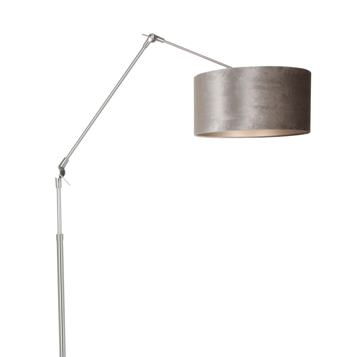 Vloer Leeslamp Prestige Chic RVS met 40cm taupe velourse kap Steinhauer 8712746145748