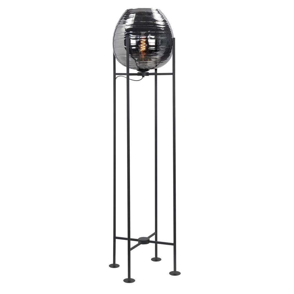 Vloerlamp Fantasy zwart met glas 140cm