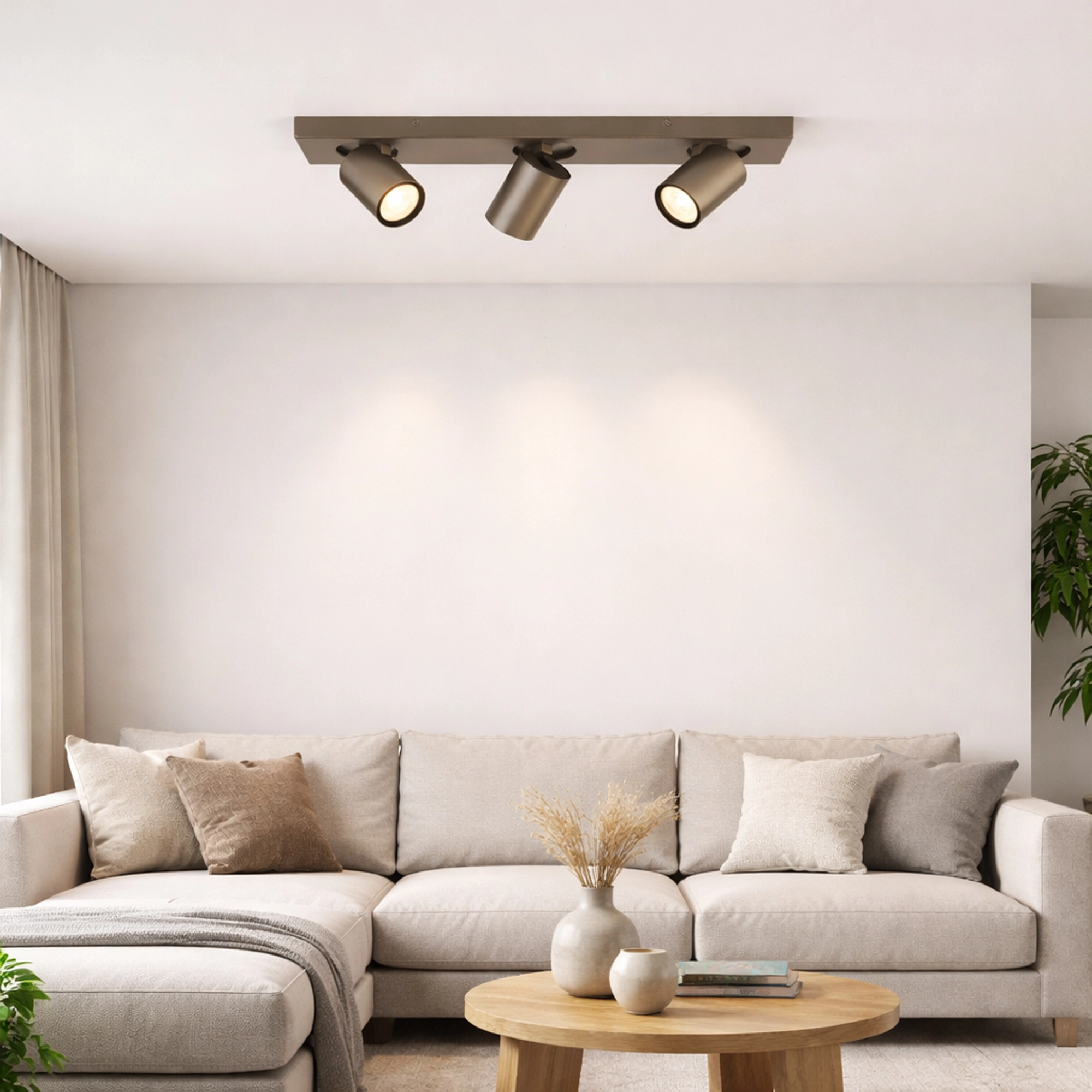 Plafondlamp Selene 3 rechthoekig brons Lyora 5053423314457