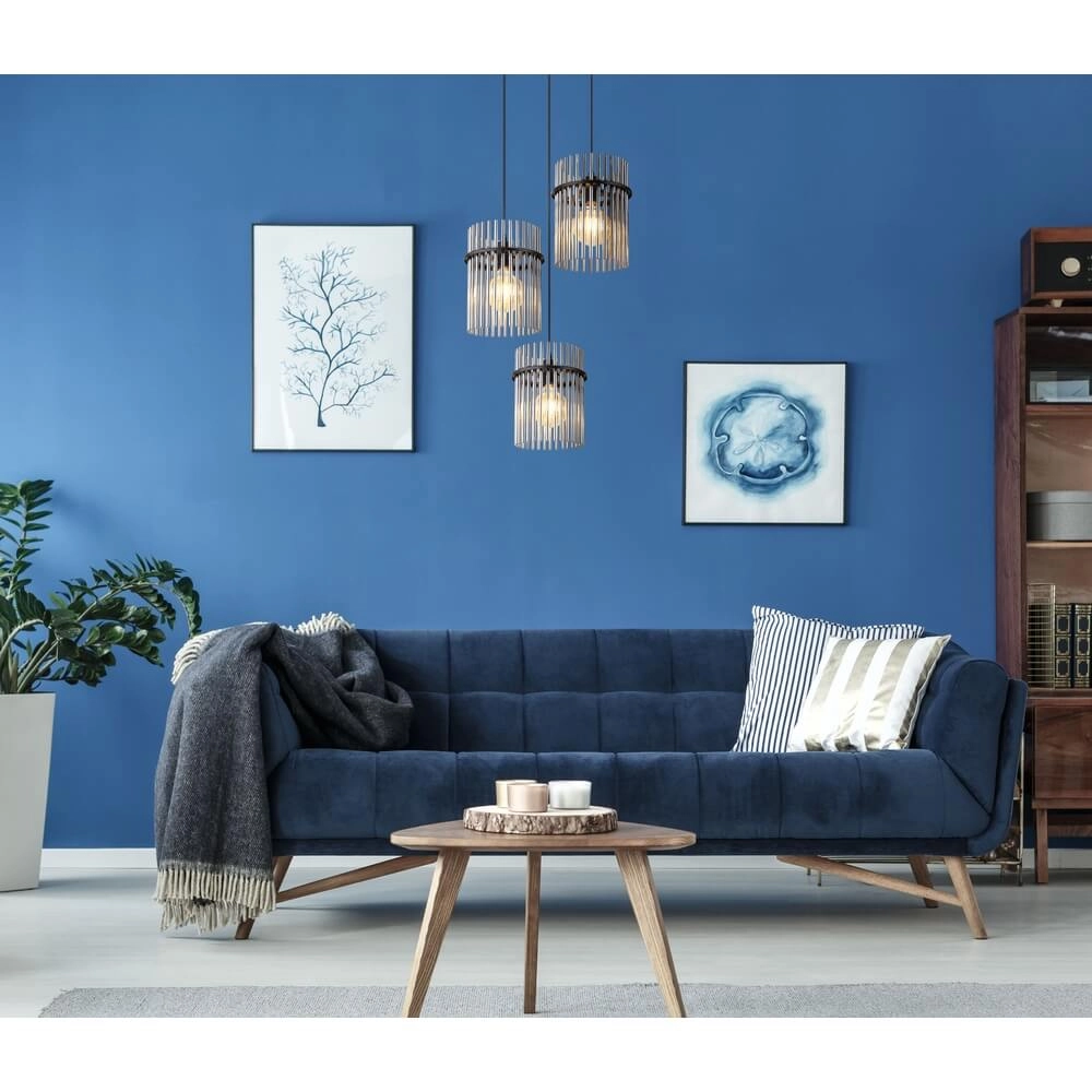 Zwarte hanglamp Gorley met smoke glas rond Ø 47cm Globo 9007371448791