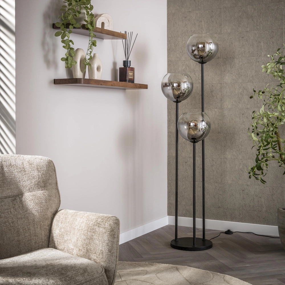 3L vloerlamp Bubble met zilver fading glas Lyora 8716803511248