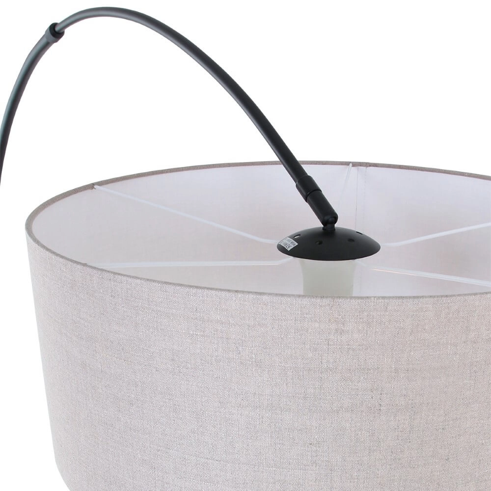 Booglamp Gramineus 50 zwart met linnen lampenkap Steinhauer 8712746118285