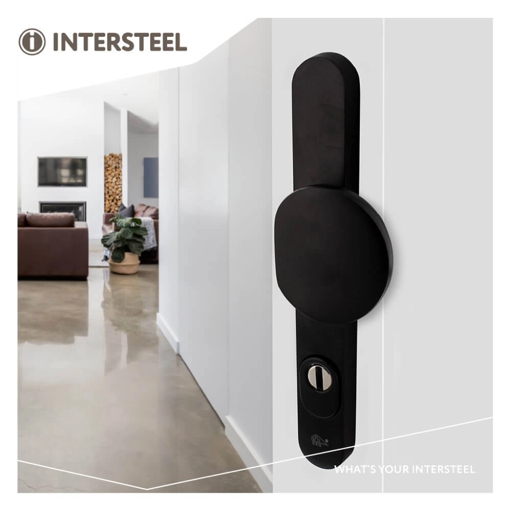 Smal voordeurbeslag Vurano PC 92mm zwart Intersteel 8714186534670