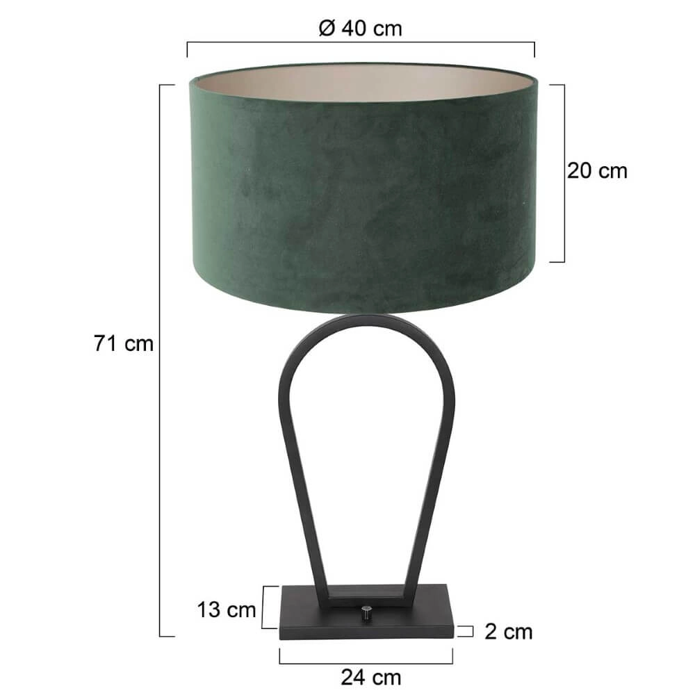 Zwarte schemerlamp Stang met groene velours kap Steinhauer 8712746166880