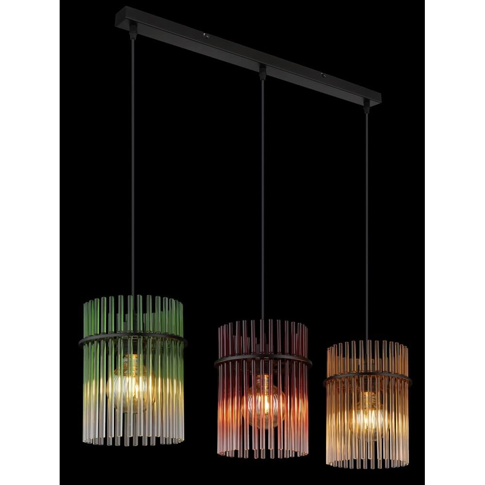 Zwarte hanglamp Gorley gekleurd glas 3-lichts Globo 9007371481002