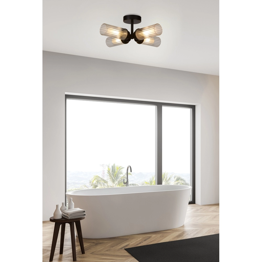 4-lichts plafondlamp Imperial zwart Searchlight 5053423299259