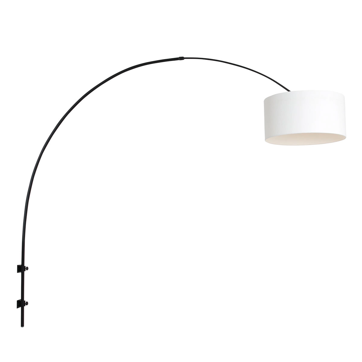 Wand Booglamp Sparkled zwart met witte kap